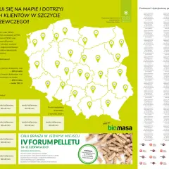 Mapa z zaznaczonymi lokalizacjami producentów i dystrybutorów pelletu w Polsce. Zaprezentuj się na mapie i dotrzyj do nowych klientów w szczycie sezonu grzewczego!