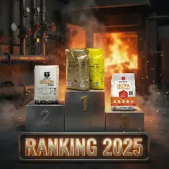 Ranking 2025: ekogroszek bartex gold na podium. W tle płonący piec i rury.