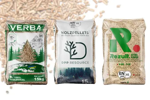 Tani pellet z Ukrainy: worki z ekologicznym paliwem drzewnym Verba, Holzpellets i Rezult.