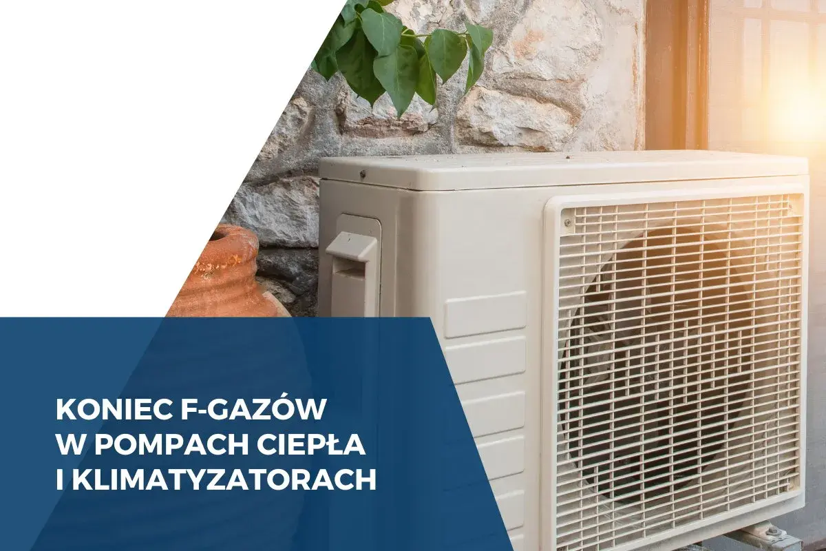 Koniec F-gazów w pompach ciepła i klimatyzatorach. Czy pompy ciepła będą zakazane? Zewnętrzna jednostka klimatyzatora na tle kamiennej ściany.