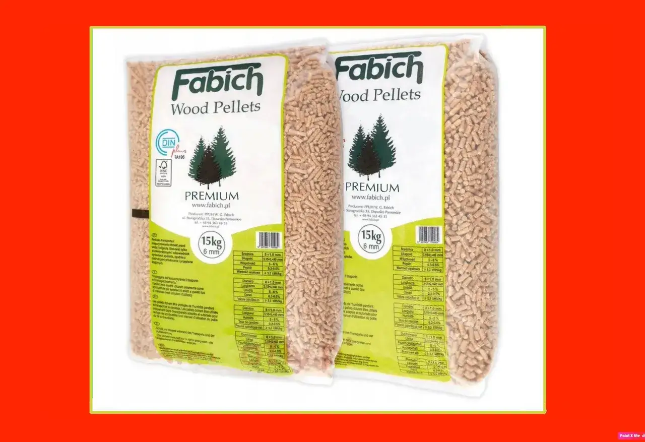 Dwa worki z tanim pelletem z Czech, każdy po 15 kg. Produkt premium z certyfikatem DINplus.